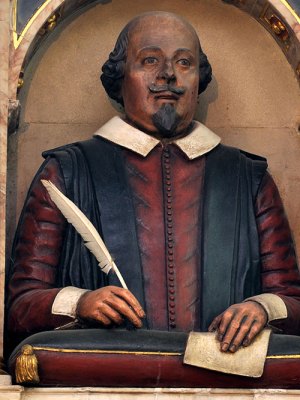 Will the real William Shakespeare please stand up? The effigy above the playwright’s grave in Holy Trinity Church, Stratford-upon-Avon.