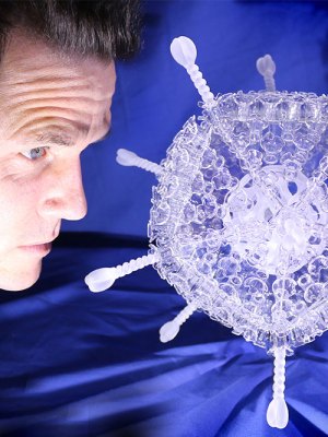 A dose of culture: Luke Jerram with his Oxford/AstraZeneca vaccine sculpture