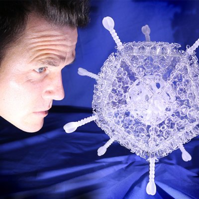 A dose of culture: Luke Jerram with his Oxford/AstraZeneca vaccine sculpture