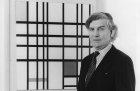 Alan Bowness with Piet Mondrian’s Composition with Yellow, Blue and Red at the Tate, 1980