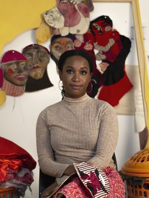 Tschabalala Self in her studio. Photo: Madeleine-Hunt Ehrlich