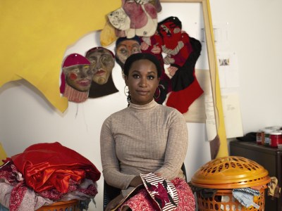 Tschabalala Self in her studio. Photo: Madeleine-Hunt Ehrlich