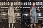 Left: Addie Card, 12 Years Old, Spinner in cotton mill, North Pownal, Vermont (1910), Lewis Hine. National Gallery of Art, Washington, D.C. Right: Digital colourisation of Lewis Hine’s photograph of Addie Card by Marina Amaral. Photo: © Marina Amaral
