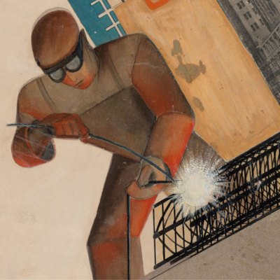 Detail from maquette for We Are Building (Stroim) (1928), Valentina Kulagina. Museum of Modern Art, New York