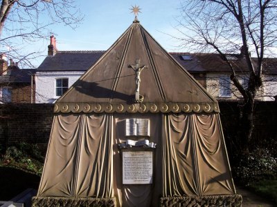 The tomb of Richard and Isabel Burton at the church of St Mary Magdalen, Mortlake, built 1891.