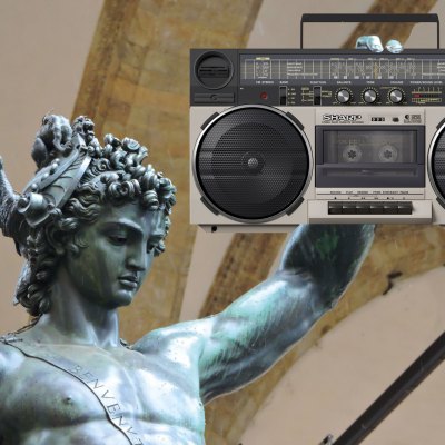 Broadcasting legend? Cellini’s Perseus plus boombox