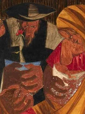 Panel 28 (detail; 1956) from Struggle: From the History of the American People, (1954–56), Jacob Lawrence.