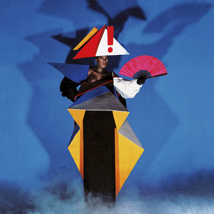 Constructivist waiting dress from The Grace Jones Show (1979), Jean-Paul Goude in collaboration with Antonio Lopez.