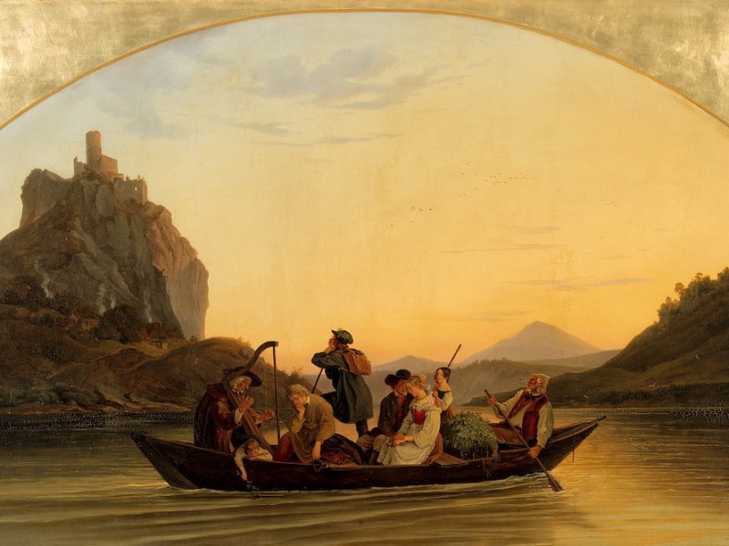 Ferry at the Schreckenstein Castle (1837), Ludwig Richter.