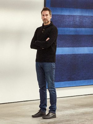 Idris Khan photographed at Victoria Miro, London, in 2021.