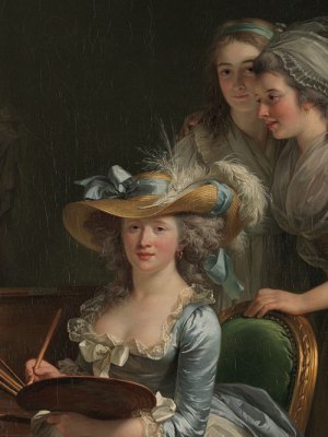 Self-portrait with Two Pupils (detail; 1785), Adélaïde Labille-Guiard. Adélaïde Labille-Guiard