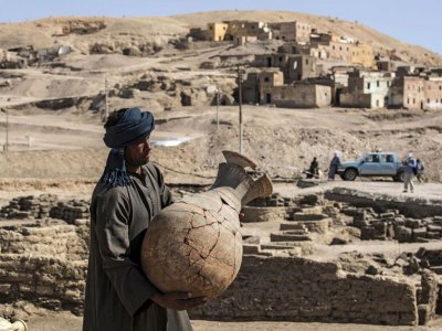 Urban development: on site at the newly discovered ancient Egyptian city known as the Rise of Aten (photo: April 2021).