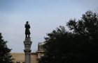 The statue of a Confederate soldier was removed from what was then Hemming Park, now James Weldon Johnson Park in Jacksonville, Florida, in June 2020.
