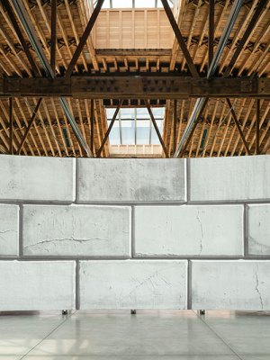 Gallery wall: installation view of Lucy Raven’s ‘Ready Mix’ (2021) at Dia Chelsea, New York.