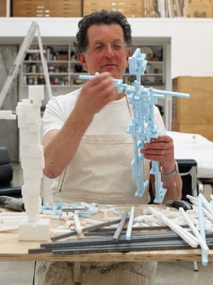 Antony Gormley photographed by Stephen White in his studio in London in March 2021.