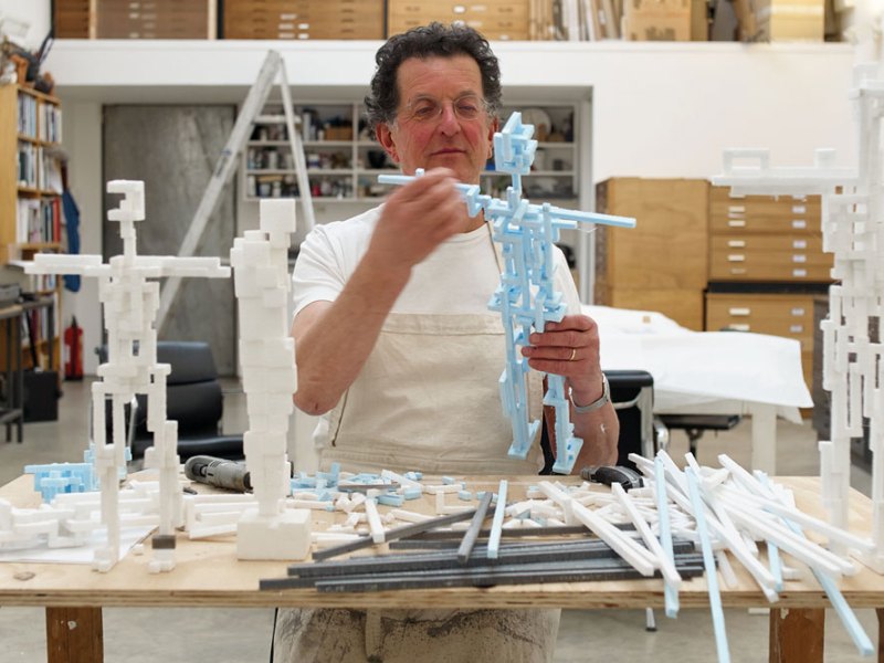 Antony Gormley photographed by Stephen White in his studio in London in March 2021.