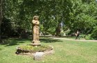 Terracotta statue of Euterpe, the Muse of instrumental music, in St George's Gardens, Bloomsbury.