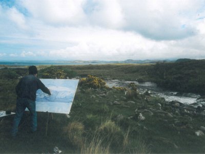 Work on the wild side – James Morrison painting in Scotland. Photo: Estate of James Morrison