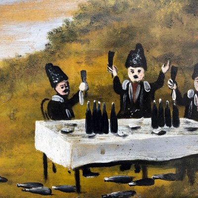 Supra man: a detail of one of Niko Pirosmani’s feast scenes, included in an exhibition at the Albertina, Vienna in 2018–19.