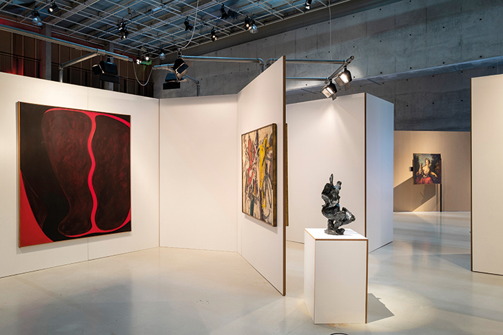 Installation view at Het Nieuwe Instituut, Rotterdam, showing the restaging of Alison and Peter Smithson’s design for ‘Painting & Sculpture of a Decade 54–64’