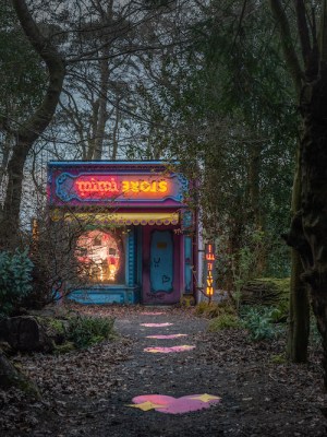 Installation view of ‘Rachel Maclean: Mimi’ at Jupiter Artland, 2021.