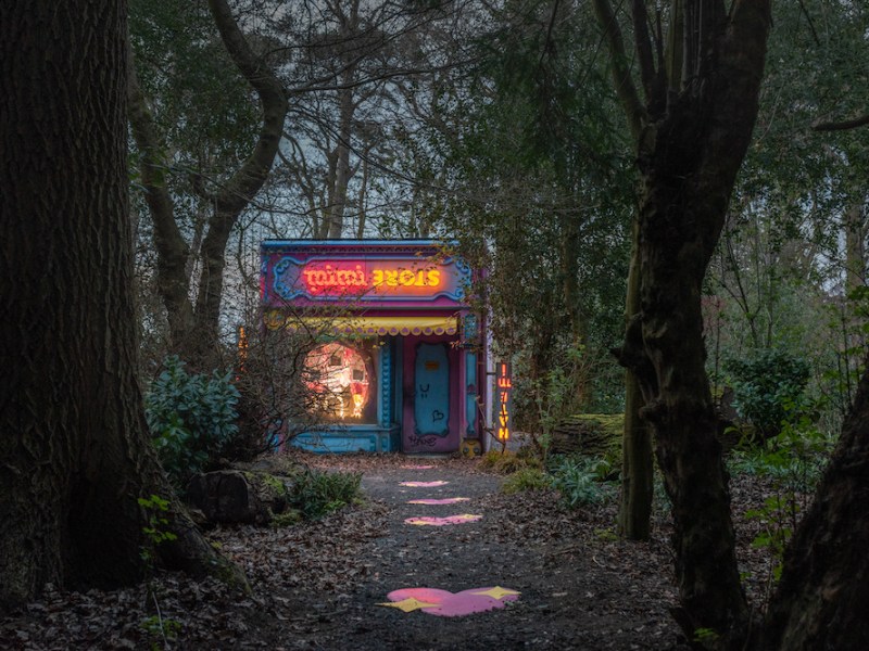 Installation view of ‘Rachel Maclean: Mimi’ at Jupiter Artland, 2021.
