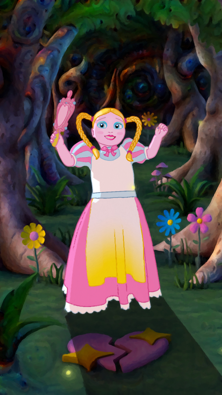 upside mimi ɯᴉɯ uʍop (video still; 2021), Rachel MacLean. 