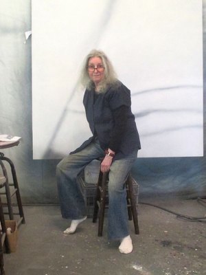 Betty Tompkins in her studio, photographed in June 2021