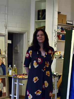 Chantal Joffe in the studio.