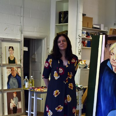 Chantal Joffe in the studio.