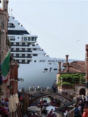 The MSC Magnifica seen from a canal in Venice in June 2019.