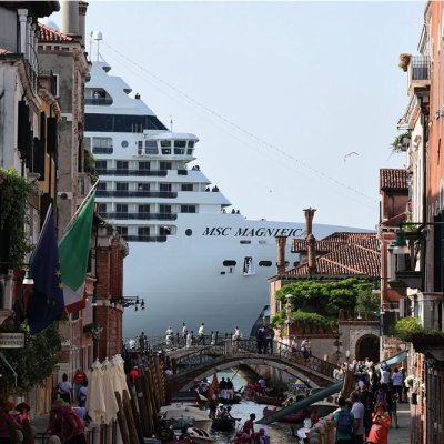 The MSC Magnifica seen from a canal in Venice in June 2019.