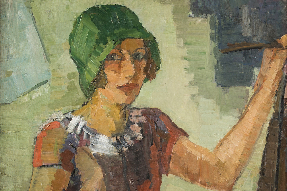 Woman painter at her easel (detail; n.d.), Hanna Bekker vom Rath.