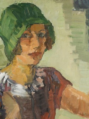 Woman painter at her easel (detail; n.d.), Hanna Bekker vom Rath.