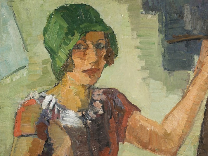 Woman painter at her easel (detail; n.d.), Hanna Bekker vom Rath.