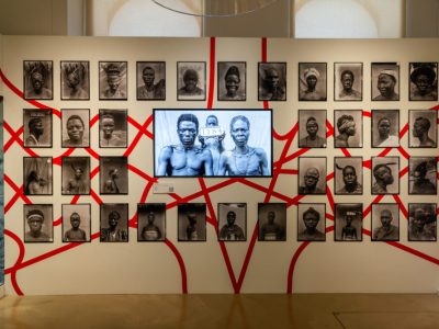 Installation view of ‘Re-Entanglements: Colonial Collections in Decolonial Times’ at the Museum of Archaeology and Anthropology in Cambridge.