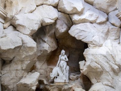 Statue of the nymph Amalthea and the goat that fed Jupiter, commissioned from Pierre Julien in 1787, inside the Queen’s Dairy at Rambouillet.
