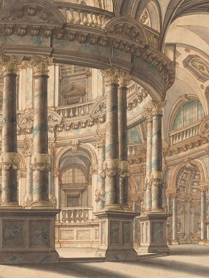 Circular Colonnaded Atrium (c. 1730), attributed to Giuseppe Galli Bibiena. Promised gift of Jules Fisher to the Morgan Library & Museum, New York