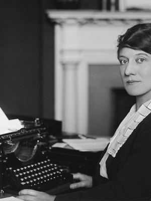 Woman working in an office in the United States, c. 1921.
