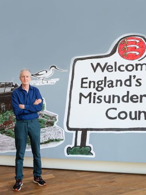 Michael Landy photographed at his exhibition at Firstsite, Colchester, 2021.