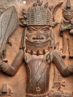 Detail of plaque (c. 16th–17th century), Benin City.