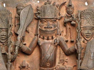 Detail of plaque (c. 16th–17th century), Benin City.