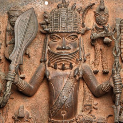 Detail of plaque (c. 16th–17th century), Benin City.