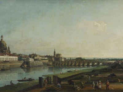Dresden from the Right Bank of the Elbe Above the Augustus Bridge (detail; 1747), Bernardo Bellotto.