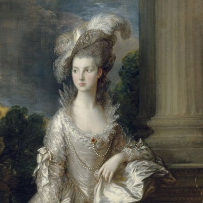 The Hon. Mrs Mary Graham (detail; 1775–77), Thomas Gainsborough.