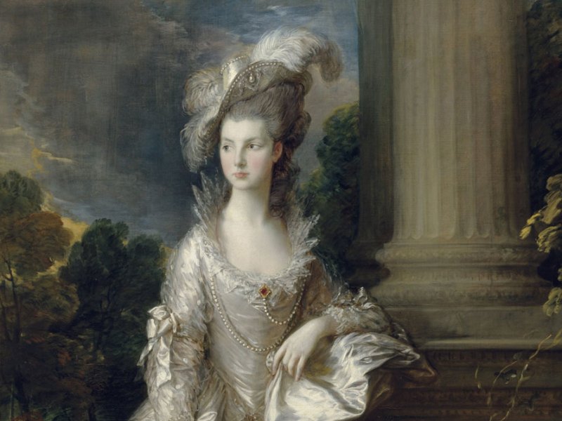 The Hon. Mrs Mary Graham (detail; 1775–77), Thomas Gainsborough.