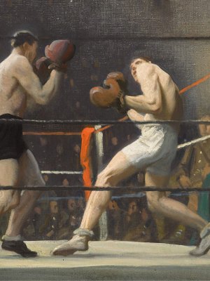 Boxing in Camp (The Light Heavy-Weights) (detail; 1918), Laura Knight.