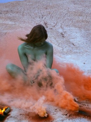 Immolation (1972) from the Women and Smoke series (1968–74), Judy Chicago; performed in the Californian desert. Photo: Through the Flower Archives. Courtesy the artist; Salon 94, New York; and Jessica Silverman, San Francisco; © Judy Chicago/ARS, New York