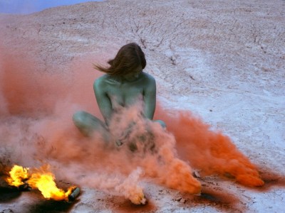 Immolation (1972) from the Women and Smoke series (1968–74), Judy Chicago; performed in the Californian desert. Photo: Through the Flower Archives. Courtesy the artist; Salon 94, New York; and Jessica Silverman, San Francisco; © Judy Chicago/ARS, New York