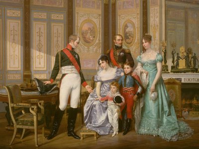 Empress Josephine receives Emperor Alexander I at Malmaison and introduces her children to him (1864), Jean-Louis-Victor Viger du Vigneau. National Museum of the Palaces of Malmaison and Bois-Préau, Rueil-Malmaison